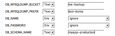 Database backup settings